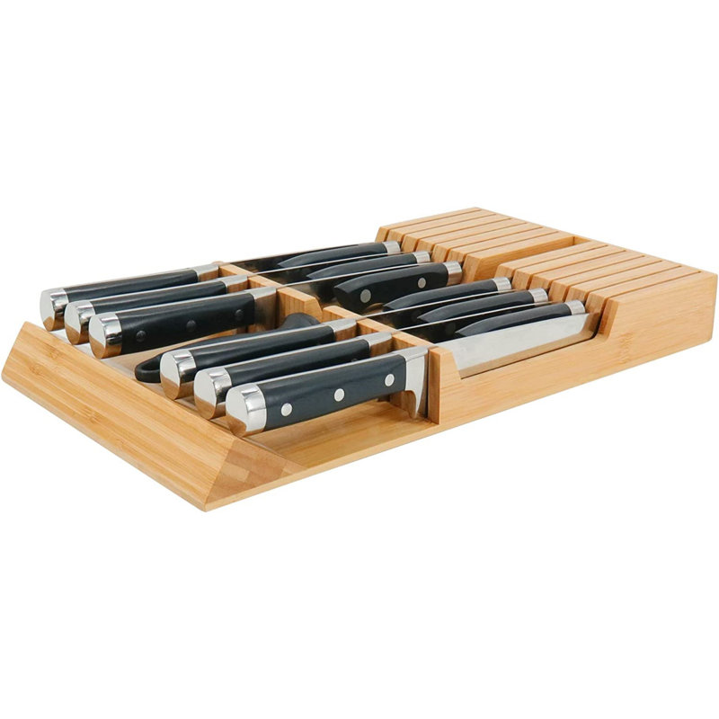 17 Stories InDrawer Knife Block Bamboo Kitchen Knife Drawer Organizer